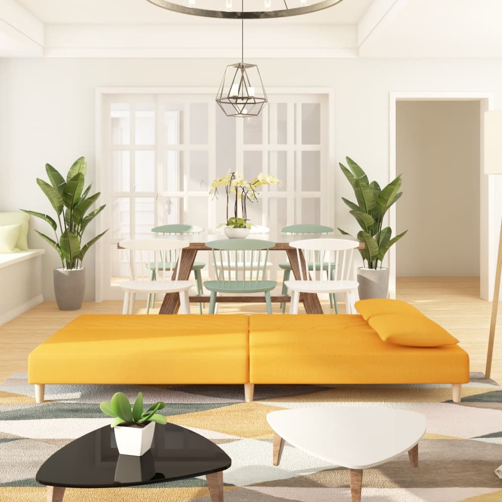 Divano Letto a 2 Posti con 2 Cuscini Giallo in Tessutocod mxl 88375