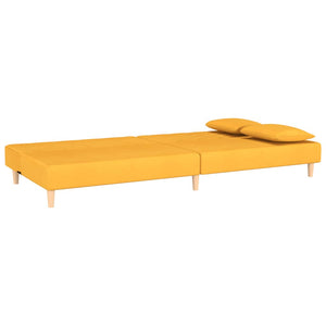 Divano Letto a 2 Posti con 2 Cuscini-Sofa Letto 2 Posti-Daybed Giallo in Tessuto 205495