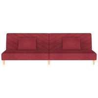 Divano Letto a 2 Posti con 2 Cuscini Rosso Vino in Tessuto