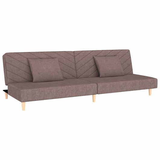 Divano Letto a 2 Posti con 2 Cuscini-Sofa Letto 2 Posti-Daybed Tortora in Tessuto 396794