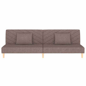 Divano Letto a 2 Posti con 2 Cuscini Tortora in Tessuto 375897