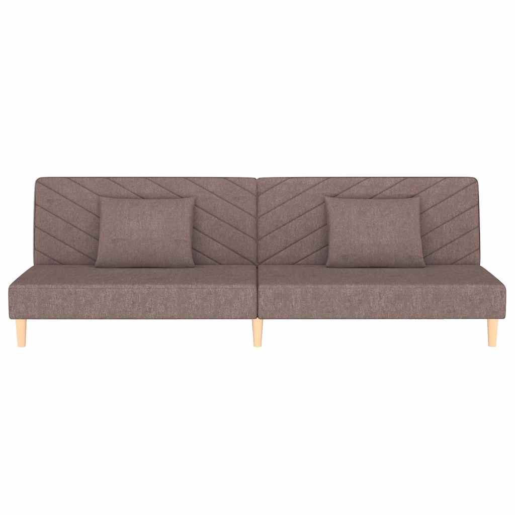 Divano Letto a 2 Posti con 2 Cuscini-Sofa Letto 2 Posti-Daybed Tortora in Tessuto 396794