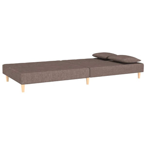 Divano Letto a 2 Posti con 2 Cuscini-Sofa Letto 2 Posti-Daybed Tortora in Tessuto 396794