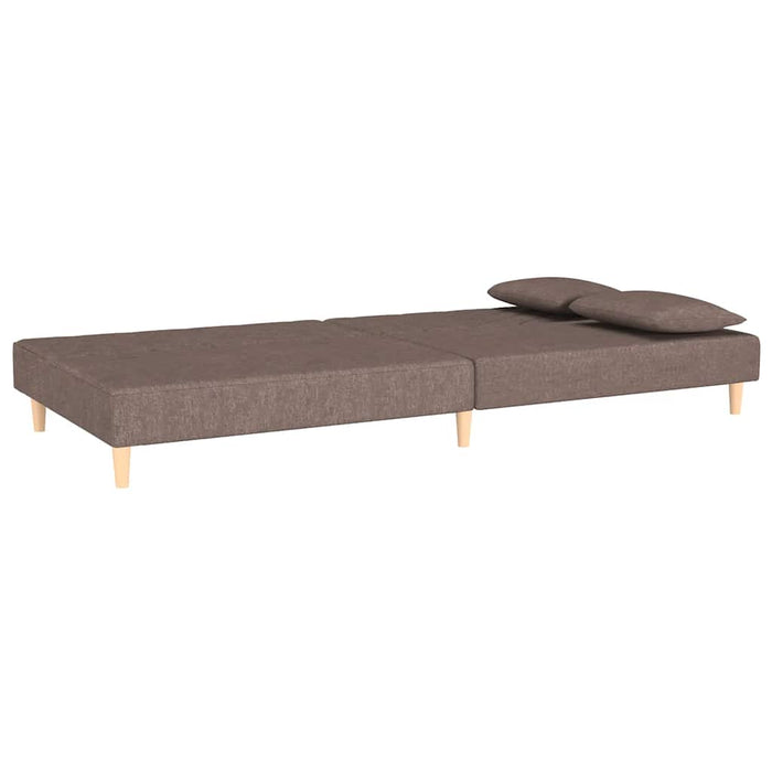 Divano Letto a 2 Posti con 2 Cuscini-Sofa Letto 2 Posti-Daybed Tortora in Tessuto 396794