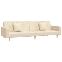 Divano Letto a 2 Posti con 2 Cuscini Crema in Tessuto 375902