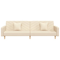 Divano Letto a 2 Posti con 2 Cuscini-Sofa Letto 2 Posti-Daybed Crema in Tessuto 983110