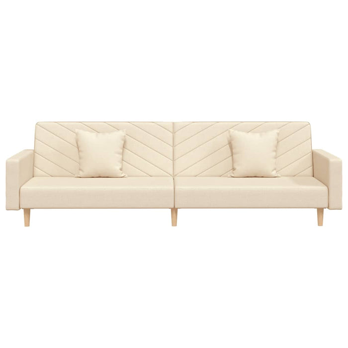 Divano Letto a 2 Posti con 2 Cuscini-Sofa Letto 2 Posti-Daybed Crema in Tessuto 983110