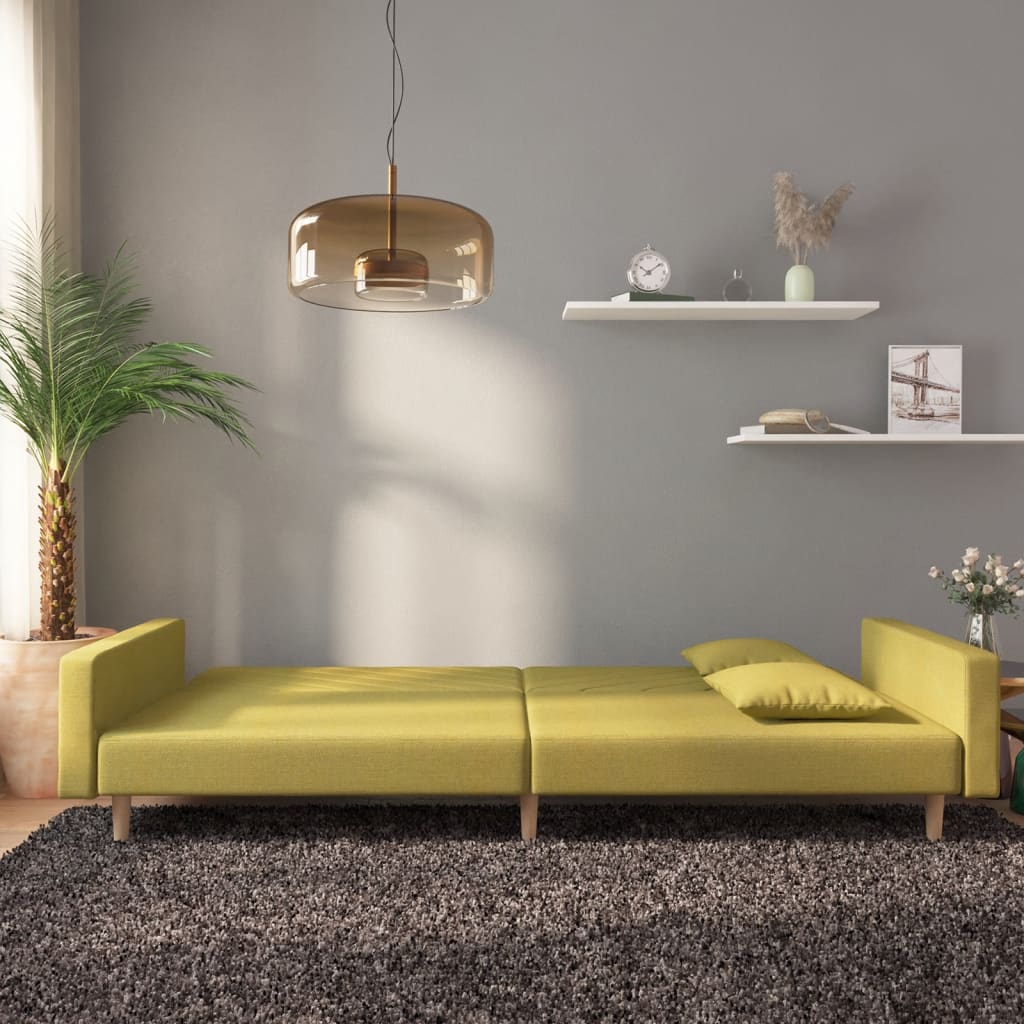 Divano Letto a 2 Posti con 2 Cuscini Verde in Tessutocod mxl 111429