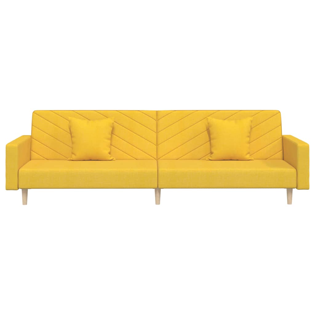 Divano Letto a 2 Posti con 2 Cuscini-Sofa Letto 2 Posti-Daybed Giallo in Tessuto 130556