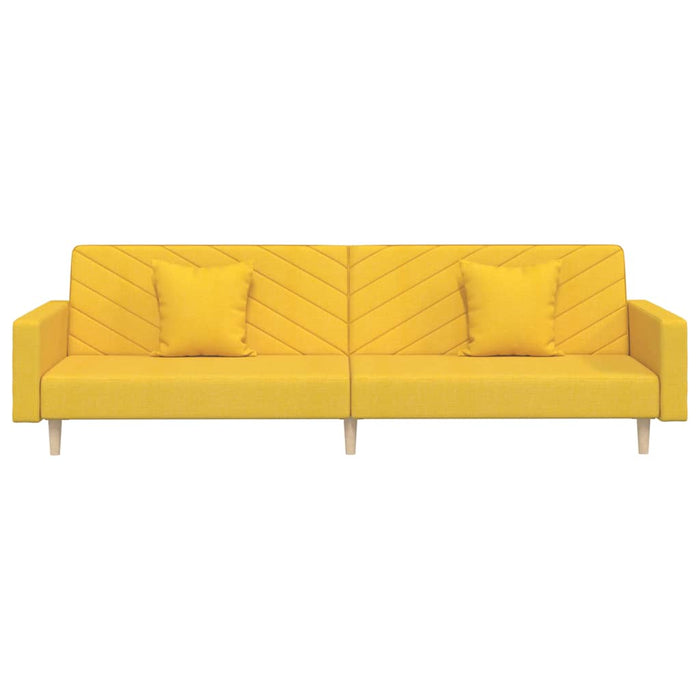 Divano Letto a 2 Posti con 2 Cuscini-Sofa Letto 2 Posti-Daybed Giallo in Tessuto 130556