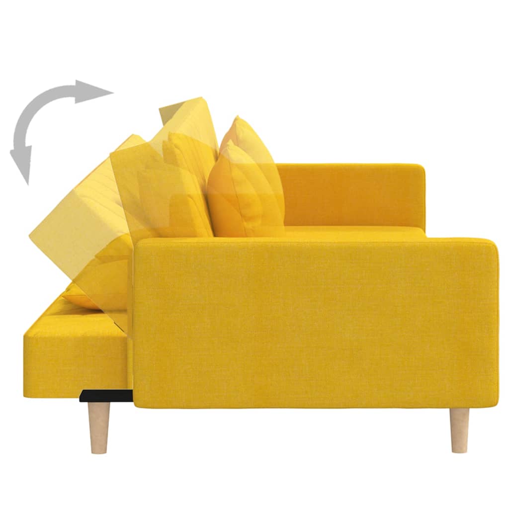 Divano Letto a 2 Posti con 2 Cuscini-Sofa Letto 2 Posti-Daybed Giallo in Tessuto 130556