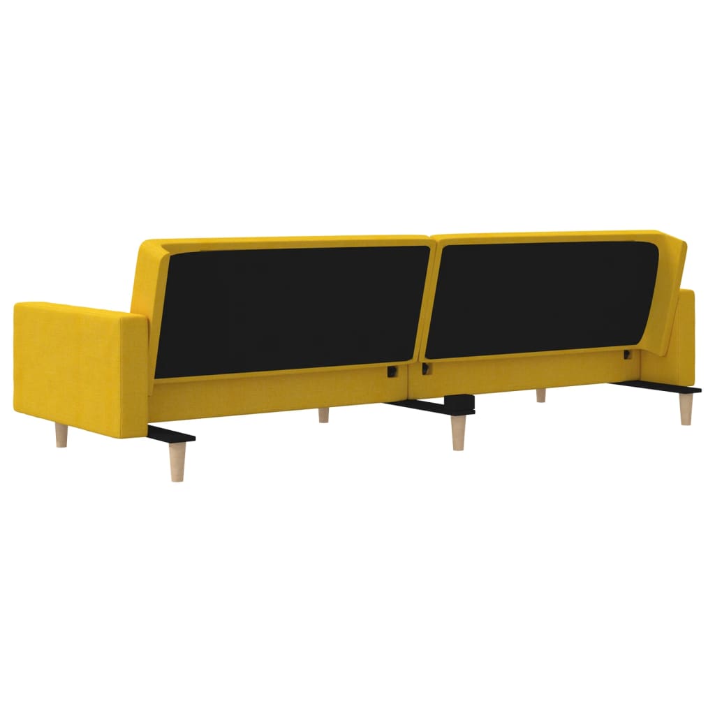 Divano Letto a 2 Posti con 2 Cuscini-Sofa Letto 2 Posti-Daybed Giallo in Tessuto 130556