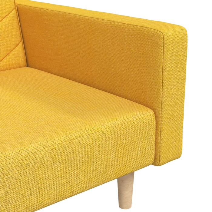 Divano Letto a 2 Posti con 2 Cuscini Giallo in Tessuto 375906