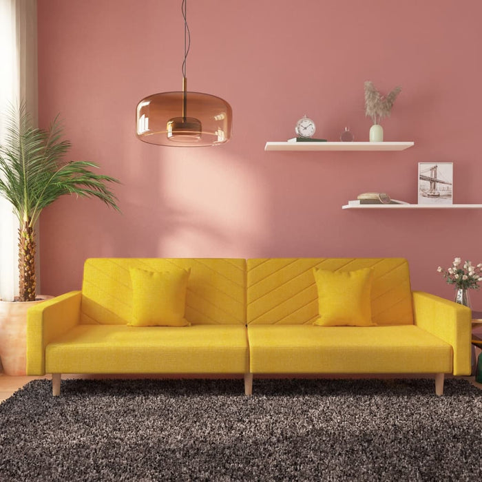 Divano Letto a 2 Posti con 2 Cuscini Giallo in Tessutocod mxl 87520