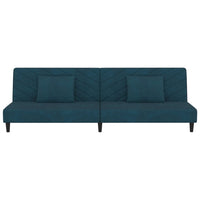 Divano Letto a 2 Posti con 2 Cuscini-Sofa Letto 2 Posti-Daybed Blu in Velluto 285618