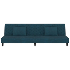 Divano Letto a 2 Posti con 2 Cuscini-Sofa Letto 2 Posti-Daybed Blu in Velluto 285618