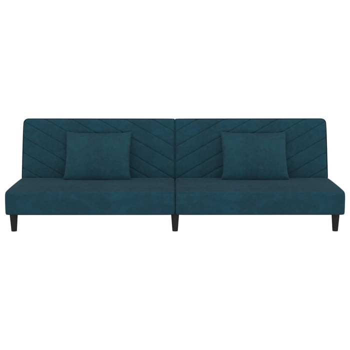 Divano Letto a 2 Posti con 2 Cuscini-Sofa Letto 2 Posti-Daybed Blu in Velluto 285618