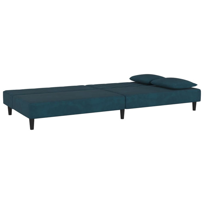 Divano Letto a 2 Posti con 2 Cuscini-Sofa Letto 2 Posti-Daybed Blu in Velluto 285618