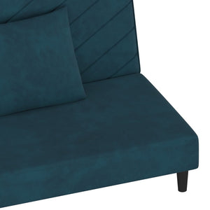 Divano Letto a 2 Posti con 2 Cuscini-Sofa Letto 2 Posti-Daybed Blu in Velluto 285618