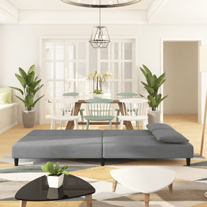 Divano Letto a 2 Posti con 2 Cuscini-Sofa Letto 2 Posti-Daybed Grigio Chiaro in Velluto 186986