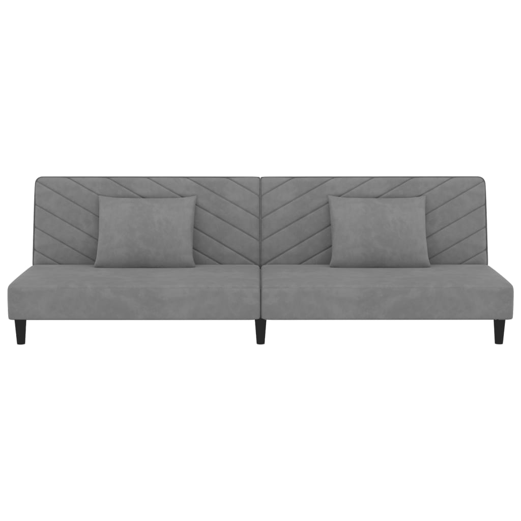 Divano Letto a 2 Posti con 2 Cuscini-Sofa Letto 2 Posti-Daybed Grigio Chiaro in Velluto 186986