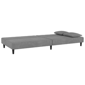 Divano Letto a 2 Posti con 2 Cuscini-Sofa Letto 2 Posti-Daybed Grigio Chiaro in Velluto 186986