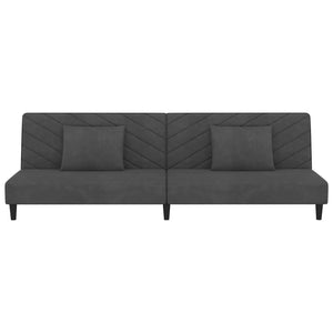 Divano Letto a 2 Posti con 2 Cuscini-Sofa Letto 2 Posti-Daybed Grigio Scuro in Velluto 328550
