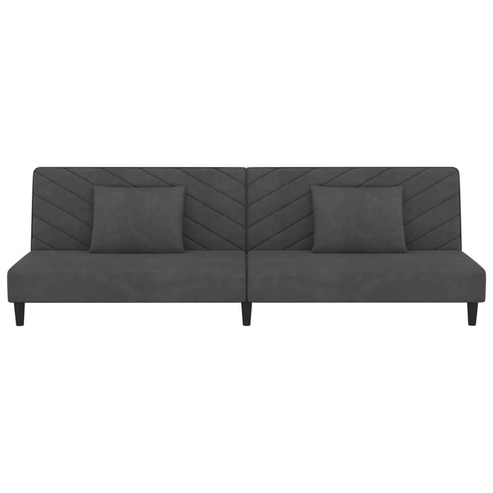 Divano Letto a 2 Posti con 2 Cuscini-Sofa Letto 2 Posti-Daybed Grigio Scuro in Velluto 328550