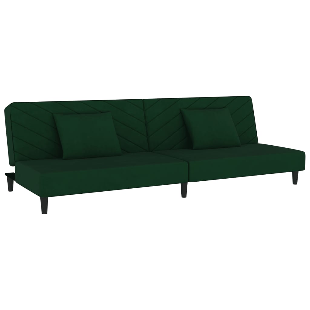 Divano Letto a 2 Posti con 2 Cuscini Verde Scuro in Vellutocod mxl 87563