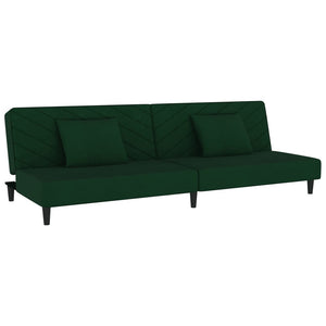 Divano Letto a 2 Posti con 2 Cuscini Verde Scuro in Vellutocod mxl 87563