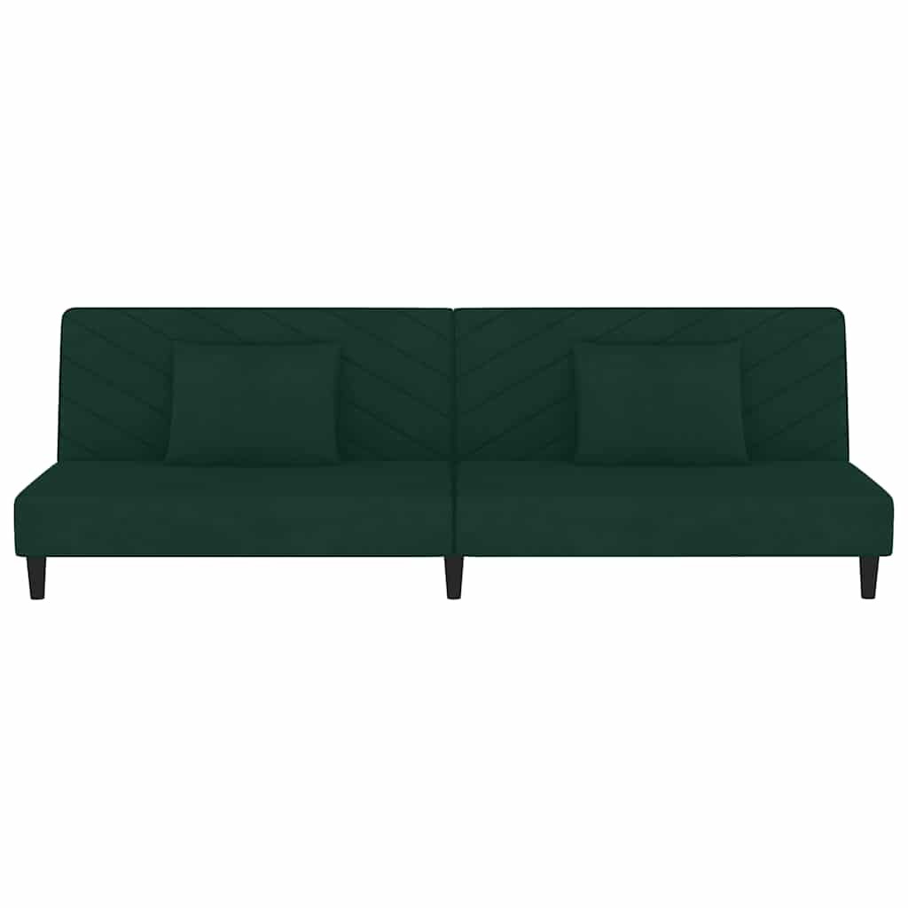 Divano Letto a 2 Posti con 2 Cuscini-Sofa Letto 2 Posti-Daybed Verde Scuro in Velluto 513538