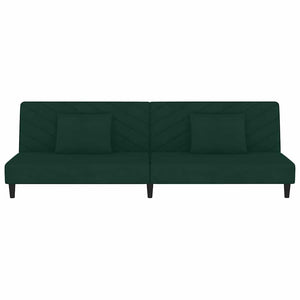 Divano Letto a 2 Posti con 2 Cuscini-Sofa Letto 2 Posti-Daybed Verde Scuro in Velluto 513538