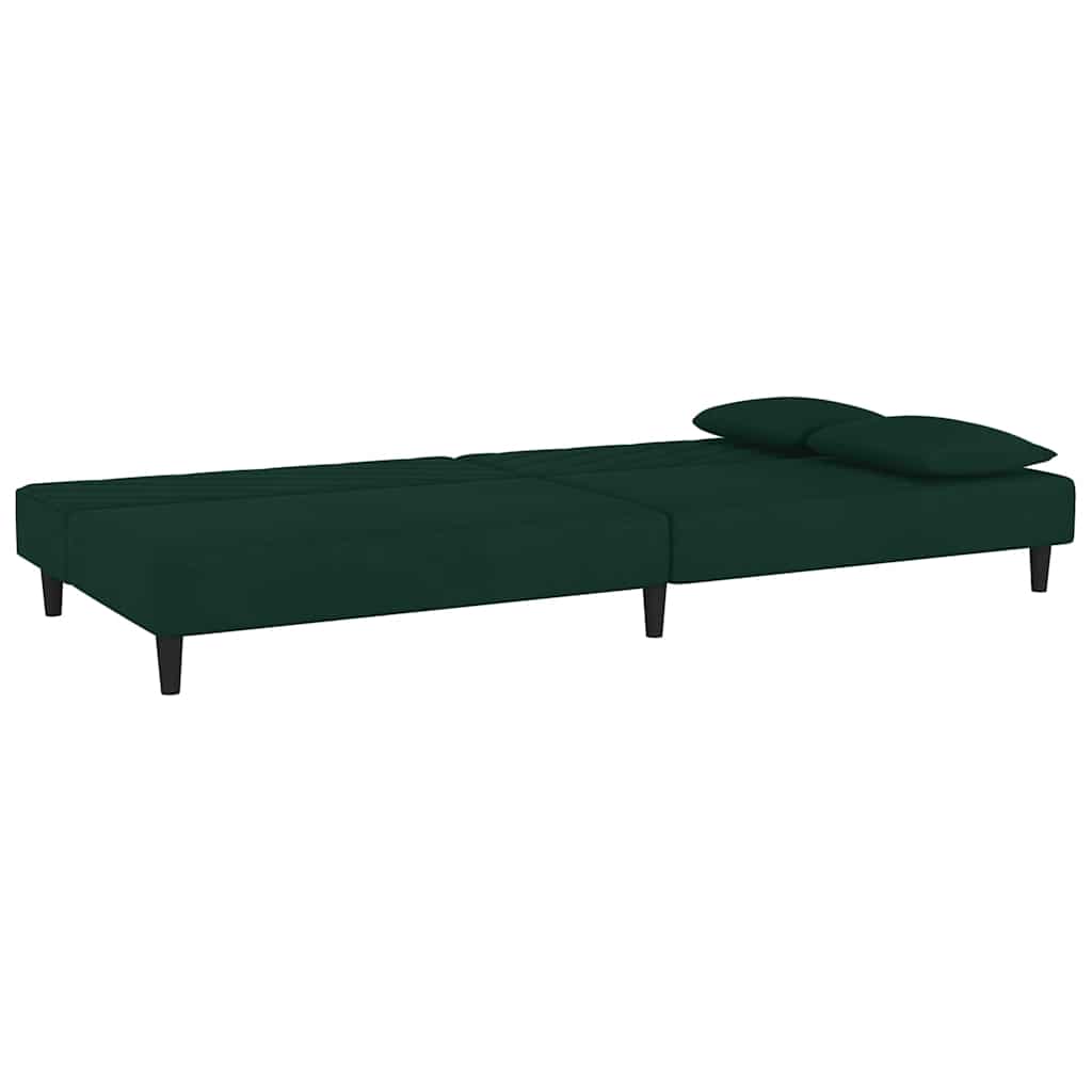 Divano Letto a 2 Posti con 2 Cuscini-Sofa Letto 2 Posti-Daybed Verde Scuro in Velluto 513538