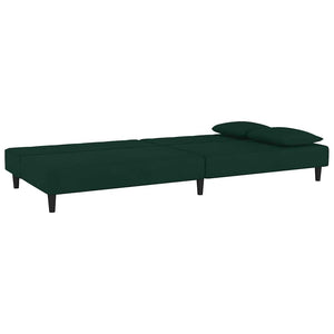 Divano Letto a 2 Posti con 2 Cuscini-Sofa Letto 2 Posti-Daybed Verde Scuro in Velluto 513538