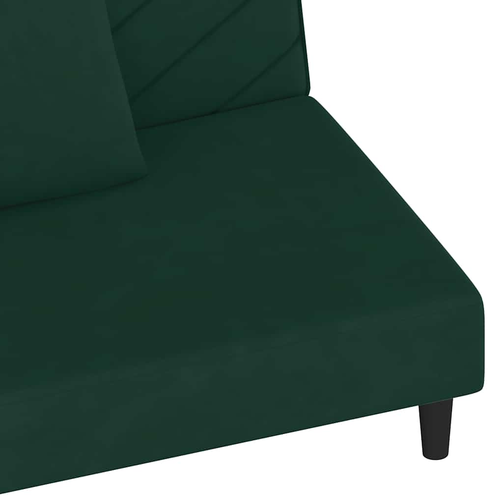 Divano Letto a 2 Posti con 2 Cuscini-Sofa Letto 2 Posti-Daybed Verde Scuro in Velluto 513538