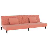 Divano Letto a 2 Posti con 2 Cuscini-Sofa Letto 2 Posti-Daybed Rosa in Velluto 918029