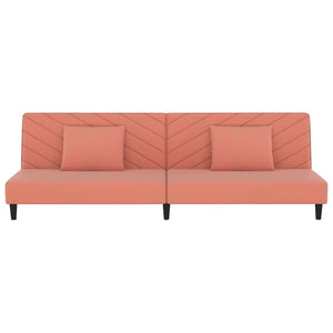 Divano Letto a 2 Posti con 2 Cuscini Rosa in Velluto 375913