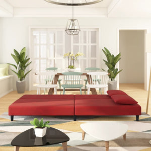 Divano Letto a 2 Posti con 2 Cuscini Rosso Vino in Velluto 375914