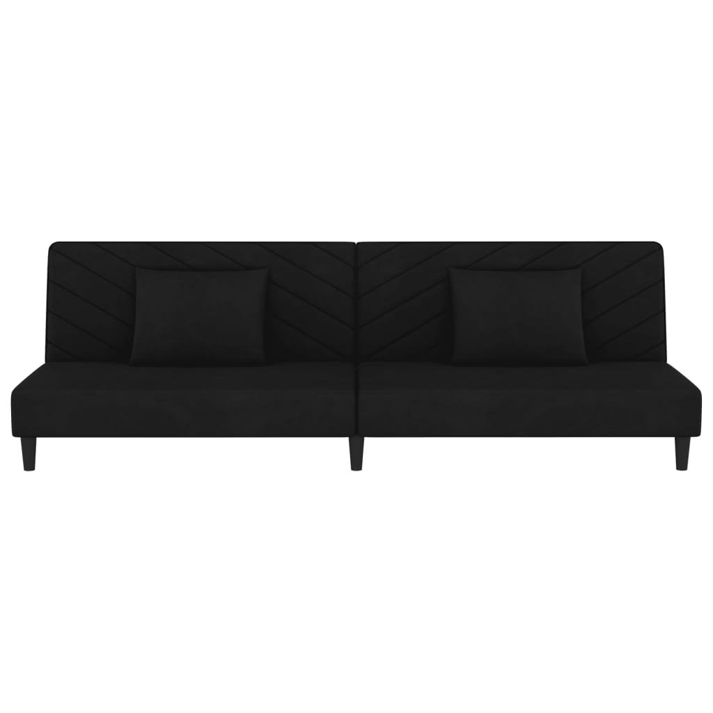 Divano Letto a 2 Posti con 2 Cuscini-Sofa Letto 2 Posti-Daybed Nero in Velluto 311834