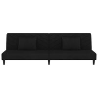 Divano Letto a 2 Posti con 2 Cuscini-Sofa Letto 2 Posti-Daybed Nero in Velluto 311834