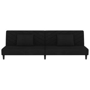 Divano Letto a 2 Posti con 2 Cuscini-Sofa Letto 2 Posti-Daybed Nero in Velluto 311834