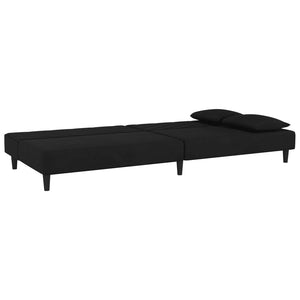 Divano Letto a 2 Posti con 2 Cuscini-Sofa Letto 2 Posti-Daybed Nero in Velluto 311834