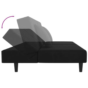 Divano Letto a 2 Posti con 2 Cuscini-Sofa Letto 2 Posti-Daybed Nero in Velluto 311834