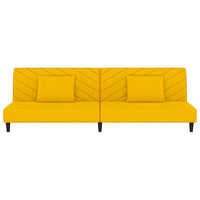 Divano Letto a 2 Posti con 2 Cuscini Giallo in Velluto