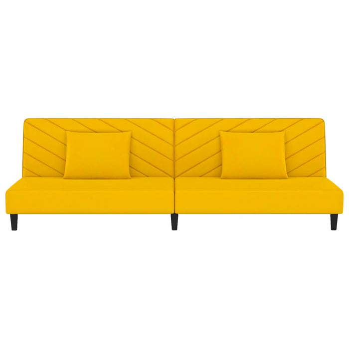 Divano Letto a 2 Posti con 2 Cuscini Giallo in Velluto