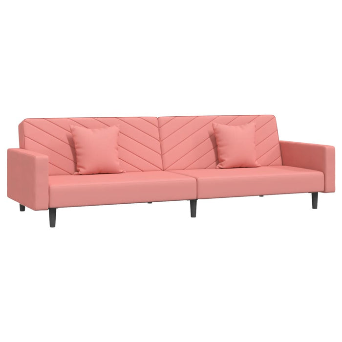 Divano Letto a 2 Posti con 2 Cuscini Rosa in Velluto 375921