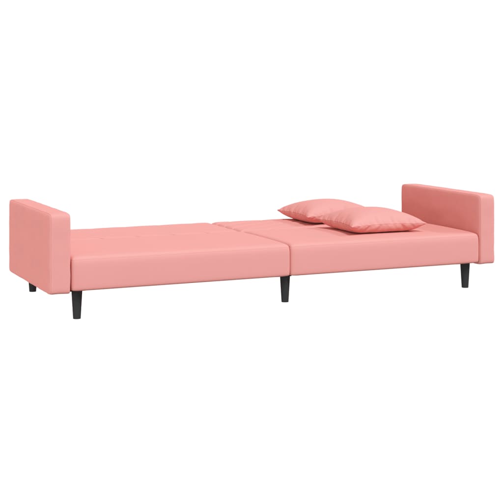 Divano Letto a 2 Posti con 2 Cuscini Rosa in Velluto 375921