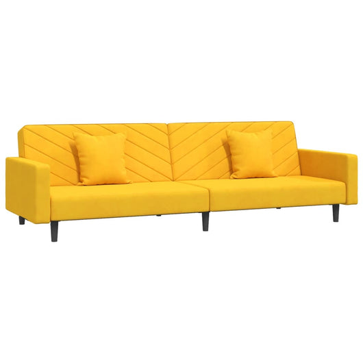 Divano Letto a 2 Posti con 2 Cuscini Giallo in Vellutocod mxl 111561
