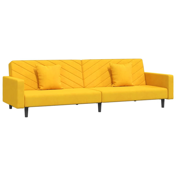 Divano Letto a 2 Posti con 2 Cuscini Giallo in Vellutocod mxl 111561
