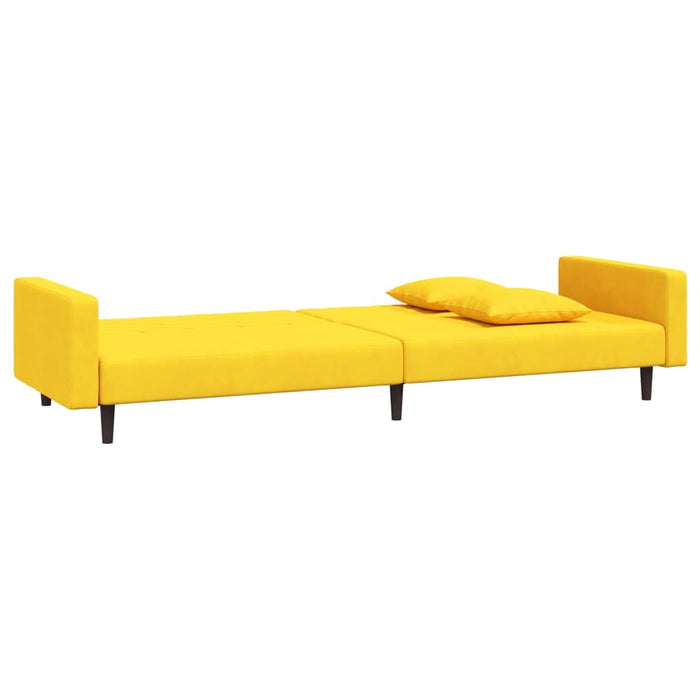 Divano Letto a 2 Posti con 2 Cuscini Giallo in Velluto 375924